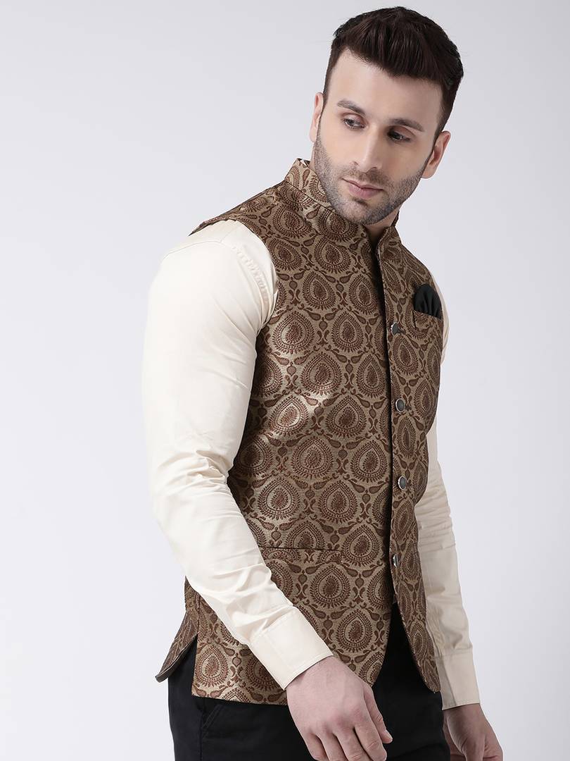 Polyester Jacquard Jacquard Ethnic Jacket For Men